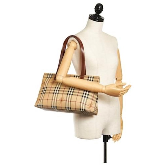 Authentic Burberry Haymarket Check Canvas Shoulder Bag Brown/Beige - Picture 4 of 14